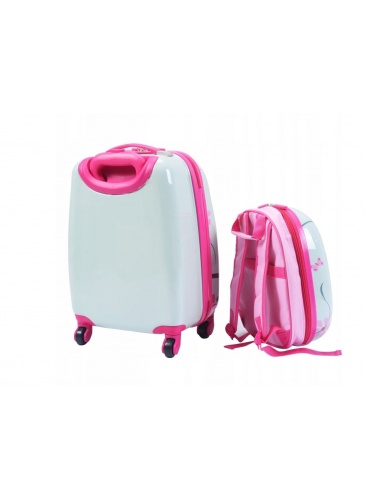 Kids trolley + backpack OWL PINK