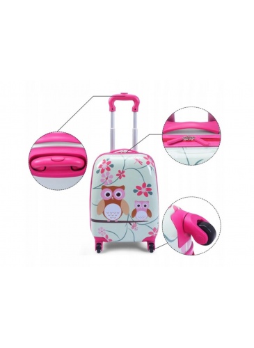 Kids trolley + backpack OWL PINK