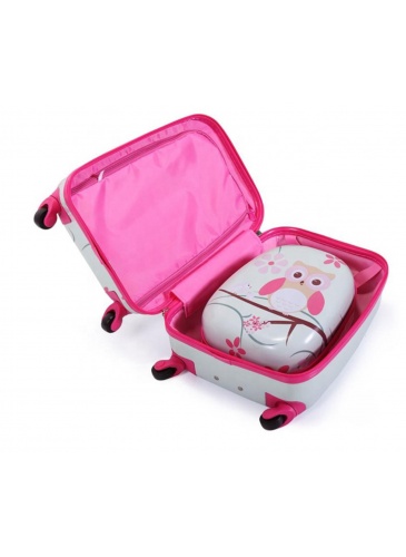 Kids trolley + backpack OWL PINK