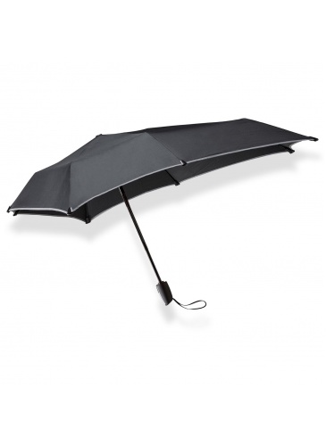 Black foldable umbrella senz° mini automatic BLACK REFLECTIVE